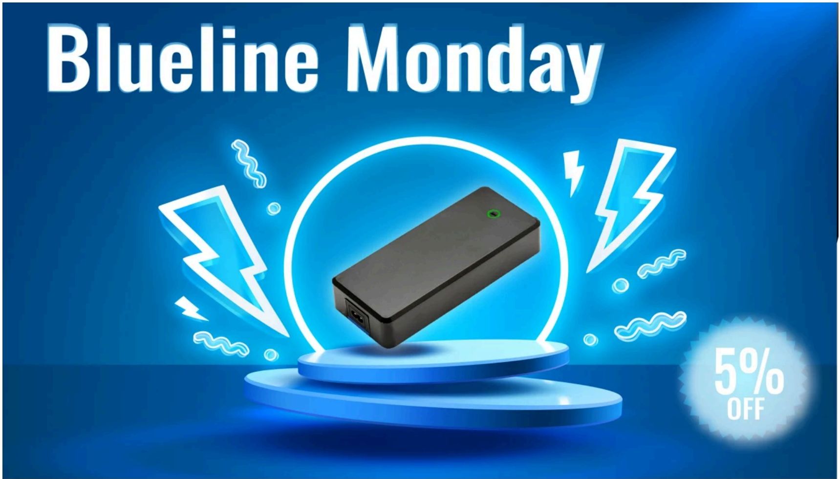 Blueline Monday 5% off promotional graphic